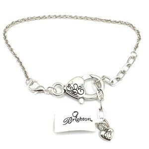 Brighton Clip On Charms Bracelet W/ Non-Brand Etched Heart Clasp 6.5-8.5 Inch